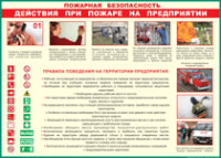 Таблица "Действия при пожаре на предприятии" (100х140 сантиметров, винил) - fgospostavki.ru - Ярославль