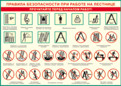 Таблица "Правила безопасности при работе на лестнице" (100х140 сантиметров, винил) - fgospostavki.ru - Ярославль