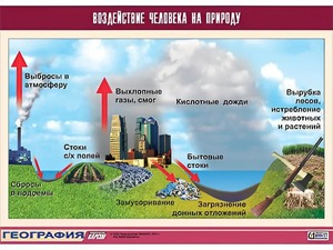 Таблица демонстрационная "Воздействие человека на природу" (винил 70*100) - fgospostavki.ru - Ярославль