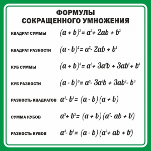 Стенд "Формулы сокращенного умножения" Вариант 2 - fgospostavki.ru - Ярославль