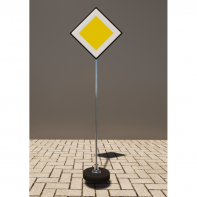 Знак дорожный "Главная дорога" 2.1 типоразмер 40 на стойке с основанием 3кг - fgospostavki.ru - Ярославль