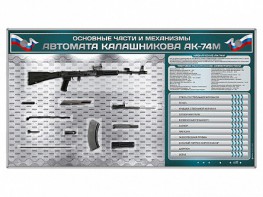 Электрифицированный стенд "Основные части и механизмы автомата Калашникова АК-74М" с полноразмерными, оригинальными макетами деталей и механизмов под стеклом - fgospostavki.ru - Ярославль
