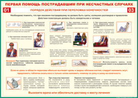 Таблица "Порядок действий при переломах конечностей" (100х140 сантиметров, винил) - fgospostavki.ru - Ярославль