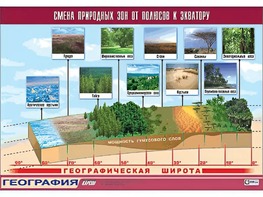 Таблица демонстрационная "Смена природных зон от полюсов к экватору" (винил 70*100) - fgospostavki.ru - Ярославль