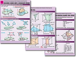 Комплект таблиц по геометрии "Стереометрия. Основные построения в пространстве" (8 таблиц, А1, ламинированные) - fgospostavki.ru - Ярославль