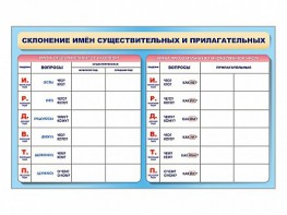 Фрагмент (демонстрационный) маркерный (двухсторонний) "Склонение имен существительных и прилагательных" - fgospostavki.ru - Ярославль